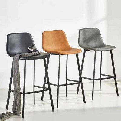 acheter Café PU Tabourets de bar en cuir design rétro Tabourets de bar hauteur orange noir fabrication en ligne