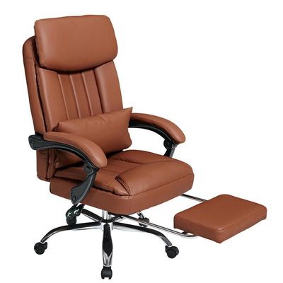 acheter Chaise de bureau en cuir brun avec repose-pieds fabrication en ligne