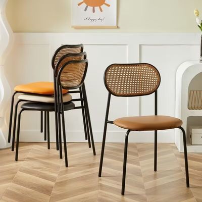 acheter OEM ODM Chaise de salle à manger Nordic Cane Chaise de salle à manger en rotin noir fabrication en ligne