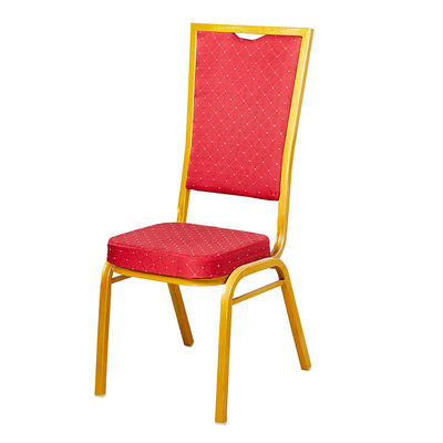 acheter Épaisseur du tube 0,8-1,2 mm Dos haut en acier Tissu métallique Tapissé Banquet Chaises d'hôtel Empilées Chaises d'événement Golden Party fabrication en ligne
