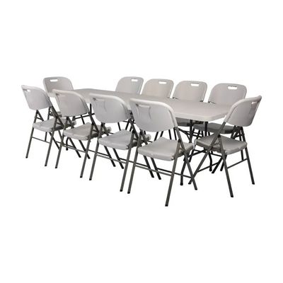 Table et chaises pliantes en plastique rectangulaires de 10 personnes Chaises de table en plastique blanche