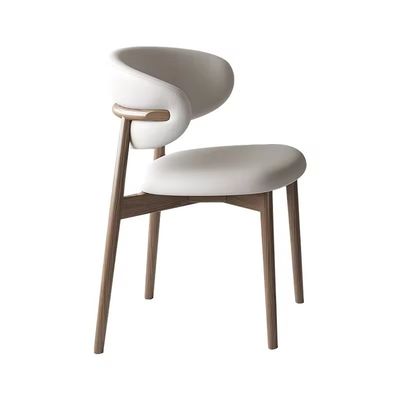 Chaise à manger à dos en bois en cuir Chaise à manger en bois pour café