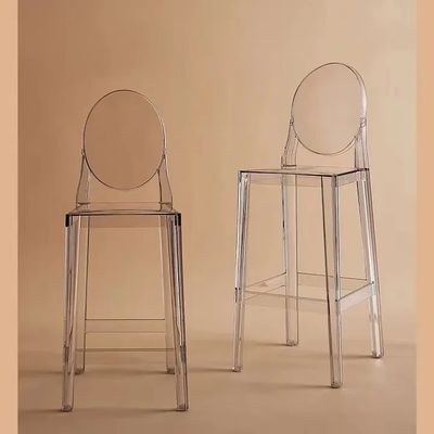 Tabourets à bar en acrylique transparent Tabourets à bar en plastique empilés avec dos