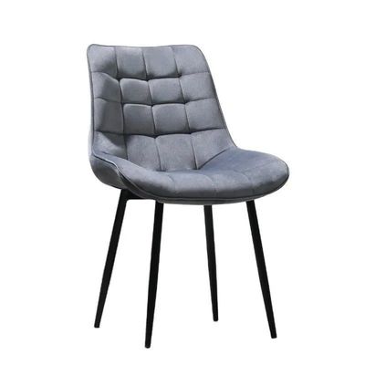 Chaises à manger en velours gris modernes en tubes chaises à manger rembourrées pour appartement d'hôtel