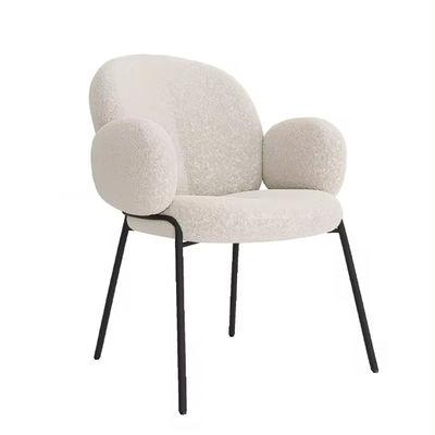 Chaise à manger rembourrée en laine d'agneau confortable Boucle Chaise blanche rembourrée à accent