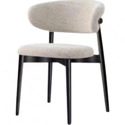 Chaises de salle à manger en bois noir intérieur Tissu de velours avec jambes métalliques