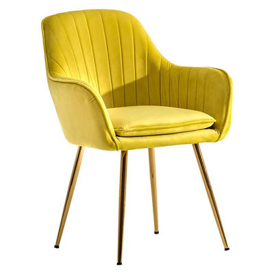 Chaise à manger en tissu de velours moderne avec une jambe en métal doré