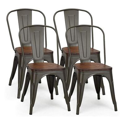 Chaises à manger de style café Tolix Chaise latérale Tolix Chaise à manger métallique empilable