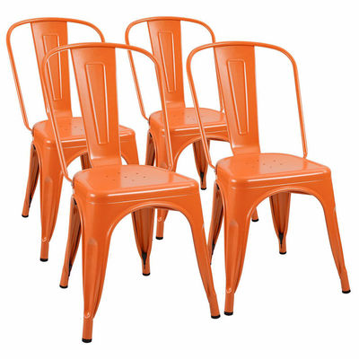 Chaise de salle à manger en métal empilable pour le ménage Chaises de bistrot en métal orange vintage