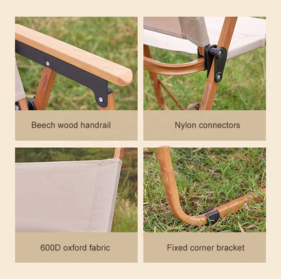 Assise de loisirs épaissie Chaise Kermit en extérieur Chaise pliante pour camping Style de conception en bois